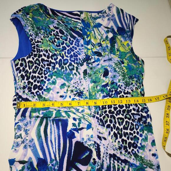Connected Apparel Women's Blue Floral Animal Print Dress Size 12 - Picture 9 of 9